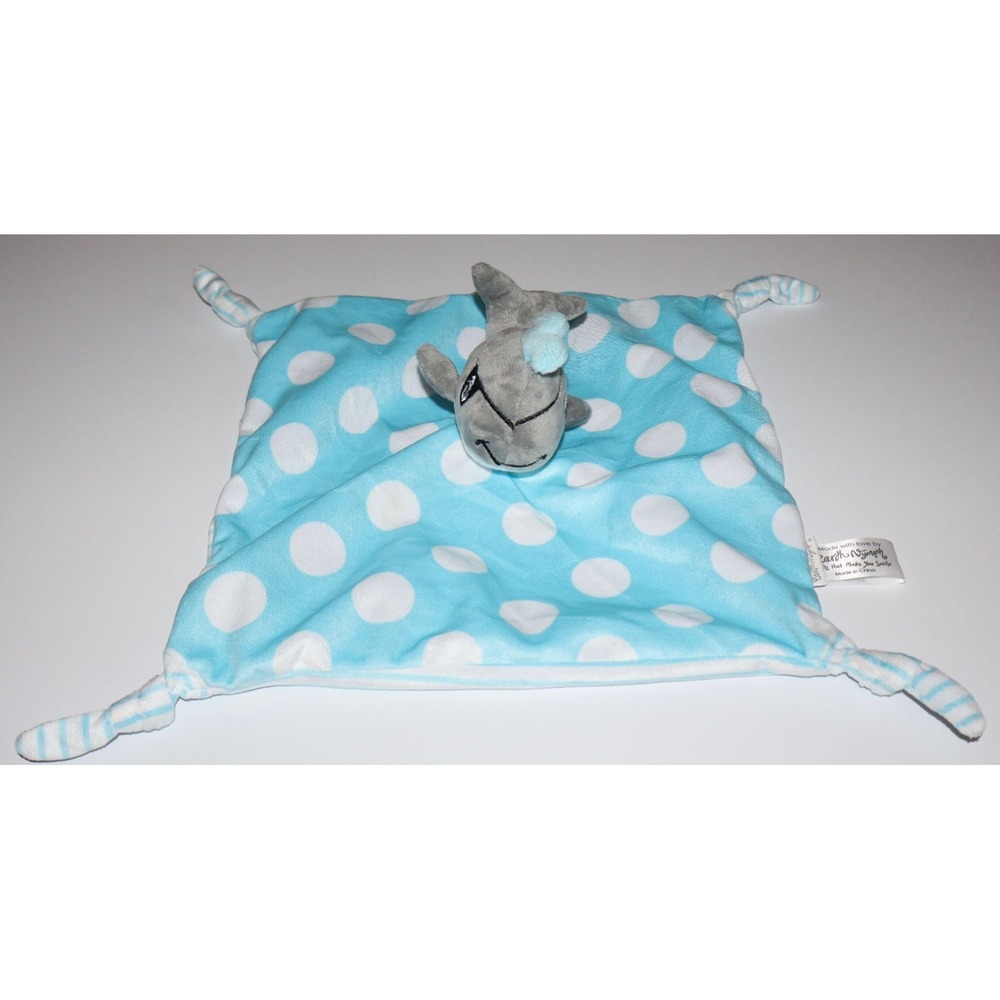 Earth Nymph Baby Lovey Security Blanket Blue Polka Dot Pirate Whale Rattle